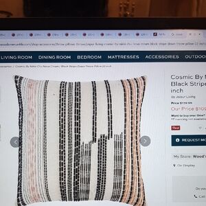 Jaipur Black and Pink Accent Pillow with Striped Design and Textured Fabric set2